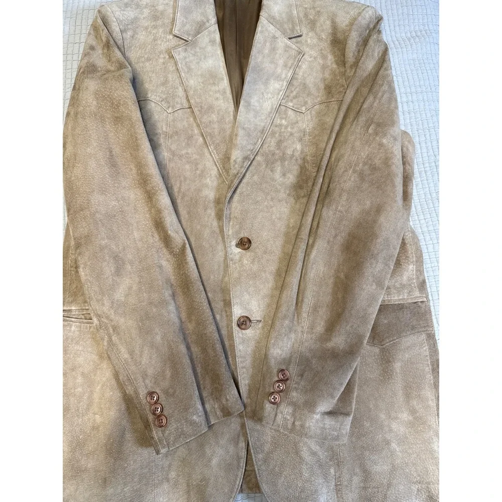 Vintage Tan Suede Leather Jacket Western Ranchwear Cowboy Blazer Quite Luxury XL